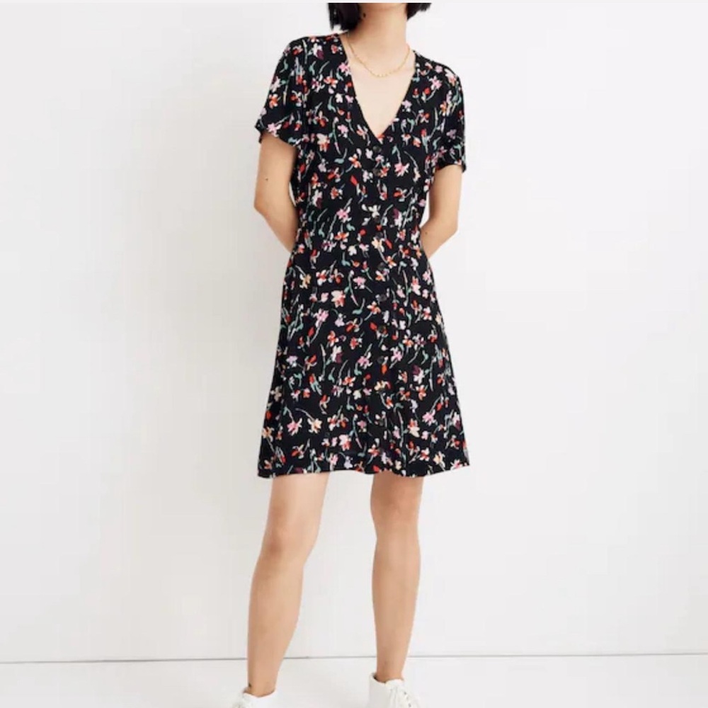 Madewell Floral Black Dress‎ Size 6